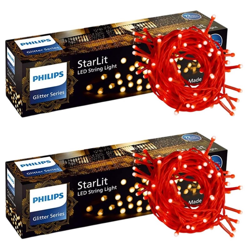 Philips فوانيس فيليبس ستارليت بطول 12 متر و72 LED للزينة في المهرجانات، فوانيس LED لعيد الديوالي وعيد الميلاد وزينة المنزل، حزمة من 2 - Image 1