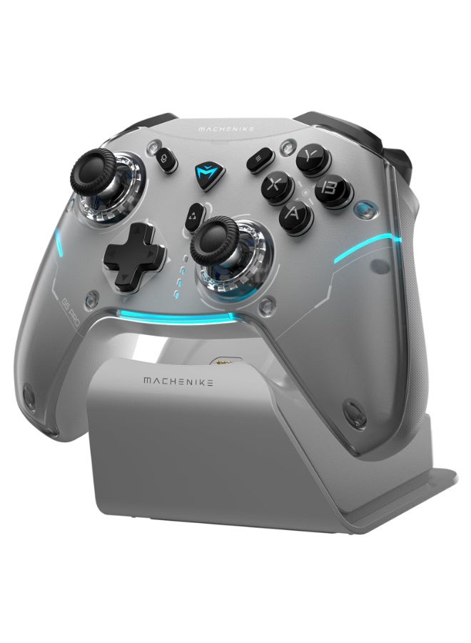 Machenike G5PRO Max SE 1000HZ Wireless Gaming Controller for NS/PC/iOS/Android with Charging Dock,PC Controller Hall Effect Joystick/Triggers/Gyroscope,RGB Backlight, Gray - Image 1