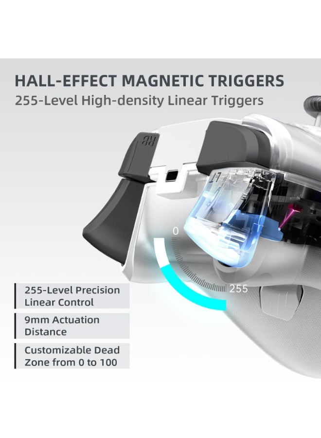 Machenike G5PRO Max SE 1000HZ Wireless Gaming Controller for NS/PC/iOS/Android with Charging Dock,PC Controller Hall Effect Joystick/Triggers/Gyroscope,RGB Backlight, Gray - Image 4