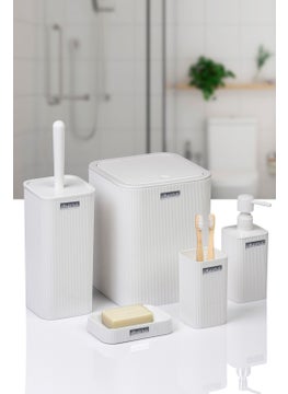 ‎okyanus Home Ocean Home Mina White Striped Square Bathroom Set  - Image 3
