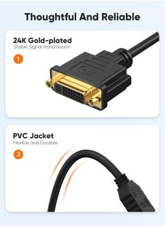 Excefore HDMI Male to DVI Female 25cm [2 Pack], Bi-Directional HDMI Male to DVI-I (24+5) Female Adapter, for PC, TV, TV Box, PS5, Blue-ray, Xbox,Switch  - Image 4