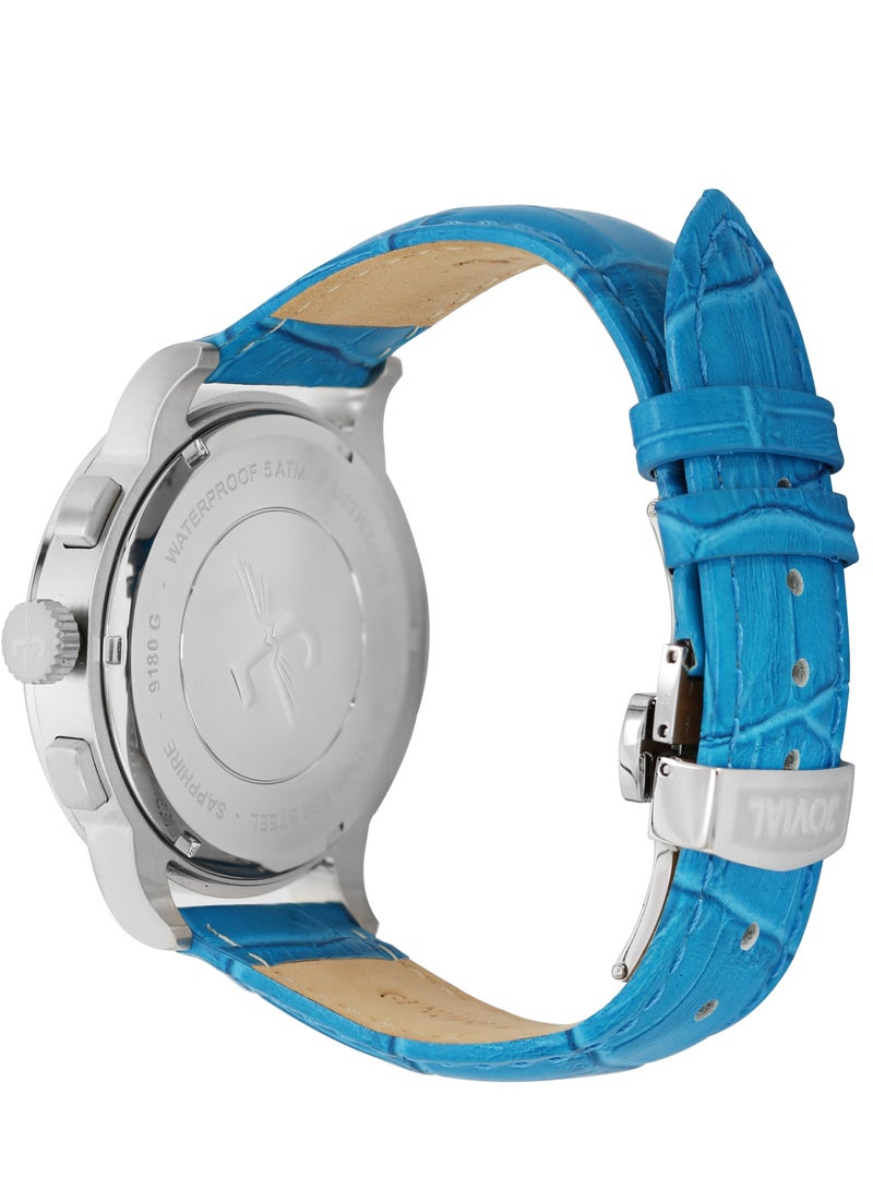 JOVIAL 9180GSLC43E Men's Leather strap Watch, 42mm, Black Dial - Image 3