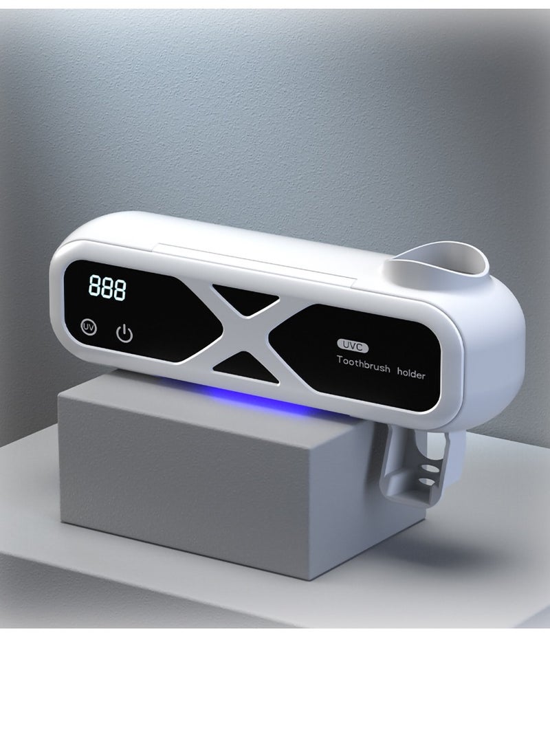SYOSI Wall-Mounted Toothbrush Holder, Toothpaste Dispenser Blu-ray Toothbrush Cleaning Tool USB Charging - Image 1