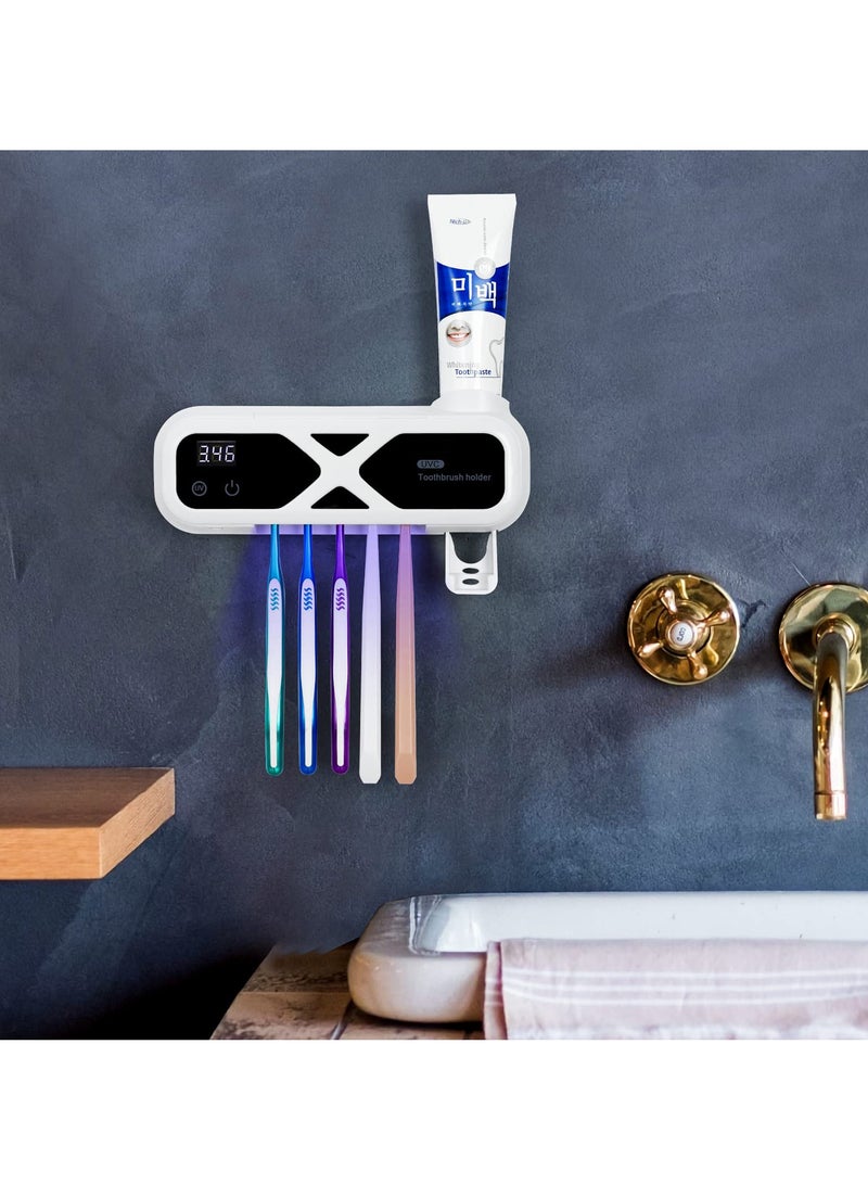 SYOSI Wall-Mounted Toothbrush Holder, Toothpaste Dispenser Blu-ray Toothbrush Cleaning Tool USB Charging - Image 5