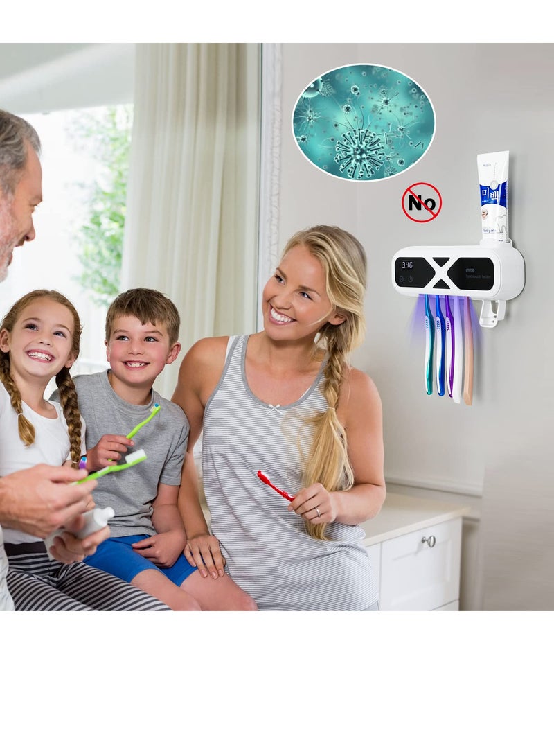 SYOSI Wall-Mounted Toothbrush Holder, Toothpaste Dispenser Blu-ray Toothbrush Cleaning Tool USB Charging - Image 3