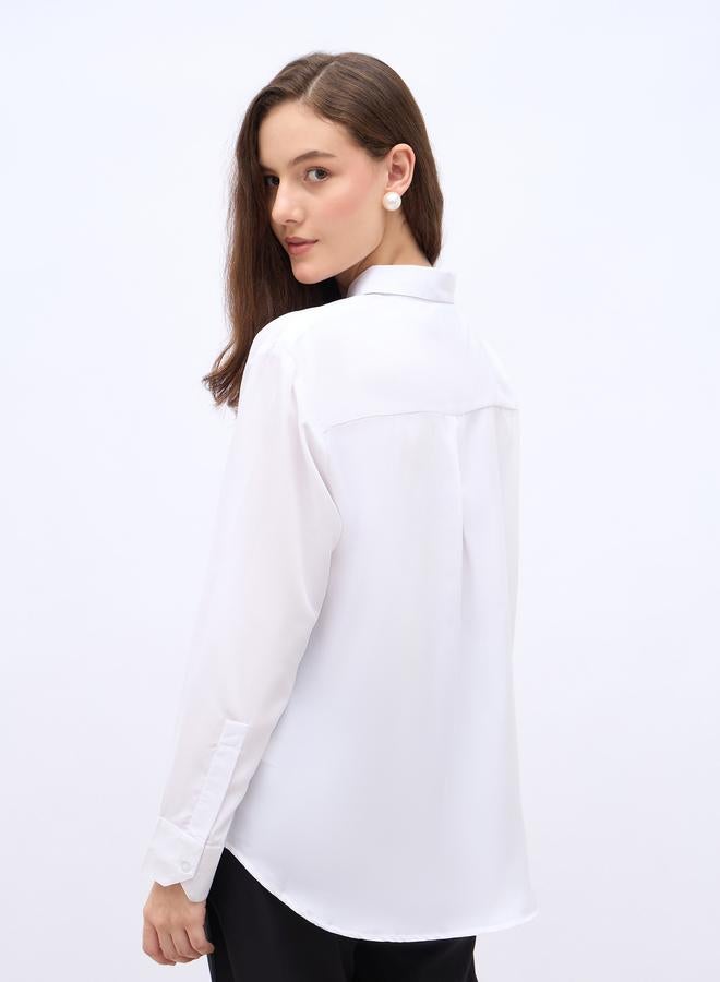 Styli Women White Embellished Long Sleeve Shirt - Image 5
