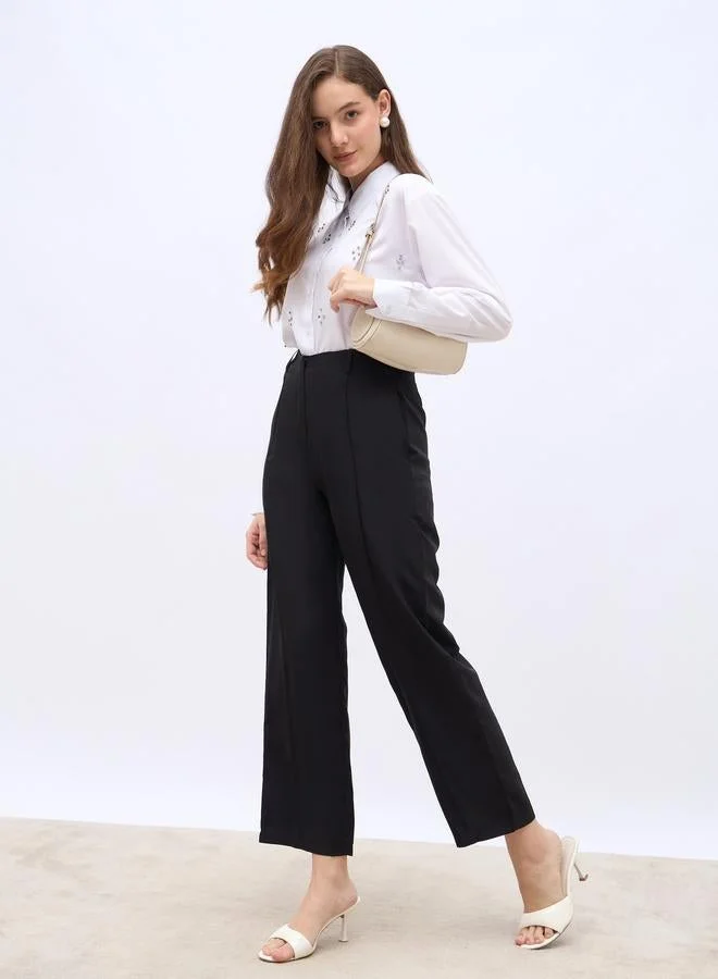 Styli Women White Embellished Long Sleeve Shirt
