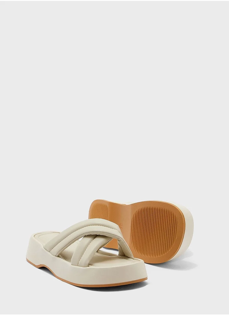 Ginger Cross-Over Flat Slider Sandal