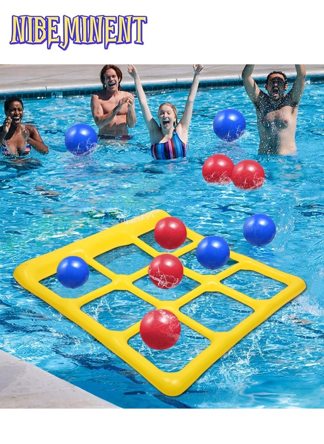 NIBEMINENT Pool Toys Games Set - Tic-Tac-Toe Inflatable Pool Toy with 6 Balls - for Adults Teens Kids  - Image 2