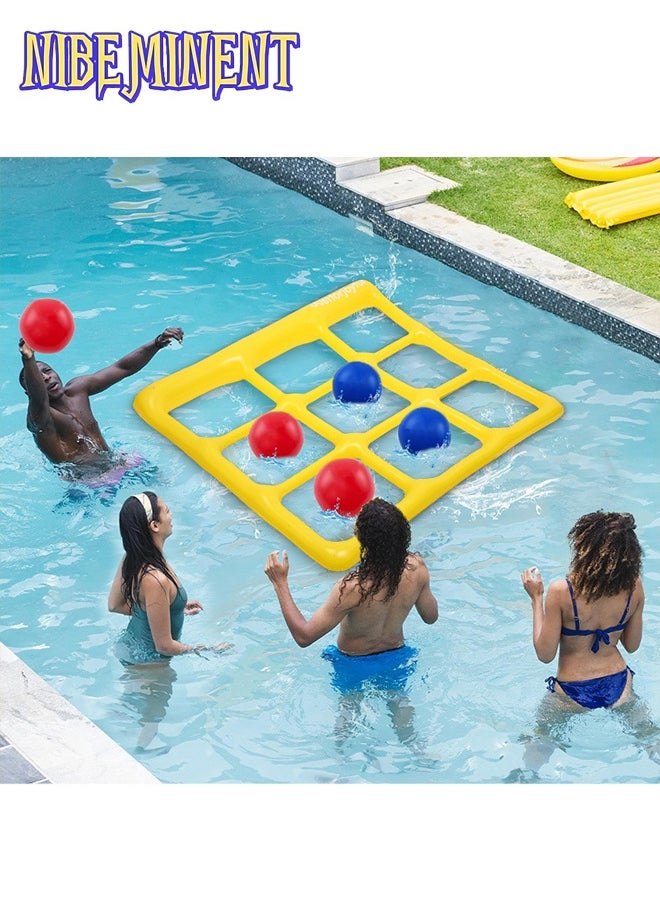 NIBEMINENT Pool Toys Games Set - Tic-Tac-Toe Inflatable Pool Toy with 6 Balls - for Adults Teens Kids  - Image 5