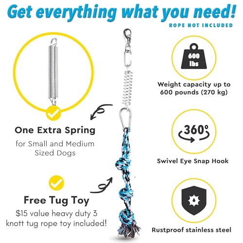 YES4QUALITY Flirt Pole for Dogs, 2 Durable Spring Poles with Strong Dog Rope Toy, Heavy Duty Lure Pole for Dogs of Any Size, Dog Toy for Fun Obedience Training & Exercise, Pull & Tug of War Toy - Image 4