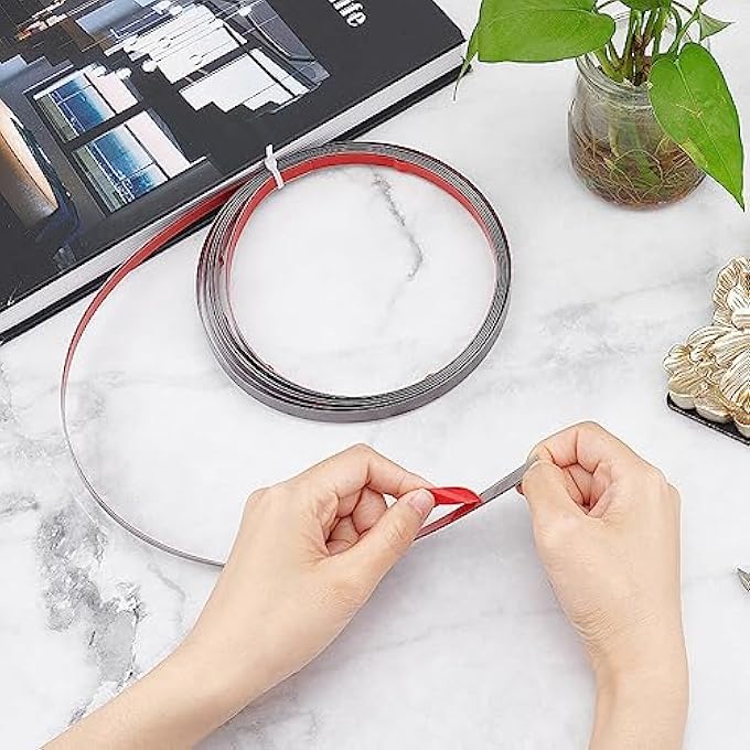 PVC QUADRANT TRIM 5M GUNMETAL WALL MOLDING TRIM 201 STAINLESS STEEL PEEL AND FLEXIBLE MOULDING WALL CORNER TRIM SELF ADHESIVE FOR WALL MIRROR FURNITURE DOOR WARDROBE 10MM WIDE - Image 2