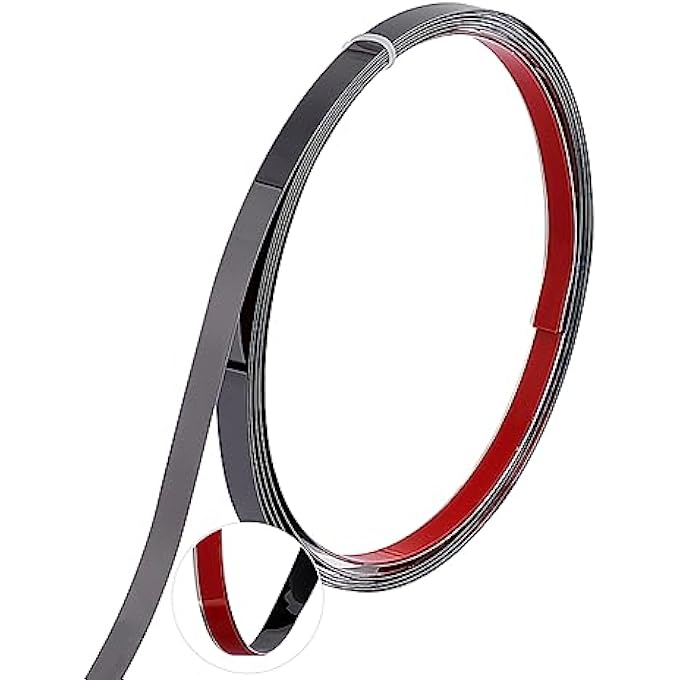 PVC QUADRANT TRIM 5M GUNMETAL WALL MOLDING TRIM 201 STAINLESS STEEL PEEL AND FLEXIBLE MOULDING WALL CORNER TRIM SELF ADHESIVE FOR WALL MIRROR FURNITURE DOOR WARDROBE 10MM WIDE - Image 1