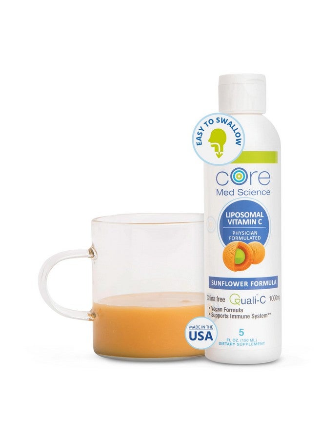 كور ميد ساينس Core Med Science Liposomal Vitamin C 1000mg Liquid - Sunflower Formula, 5 Fl Oz - مكمل غذائي طبيعي من فيتامين C Liposomal غير معدّل وراثيًا - معزز لجهاز المناعة للبالغين - يدعم تكوين الكولاجين - Image 1
