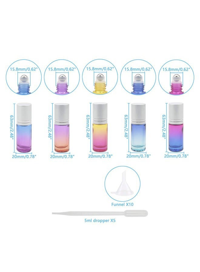 NewZoll 26Pcs Essential Oil Roller Bottles Set, 5ml Roller Bottles with 5ml Droppers, Funnels & Opener, Glass Roll-on Bottles for Perfumes Aromatherapy Oils Liquid - Image 2