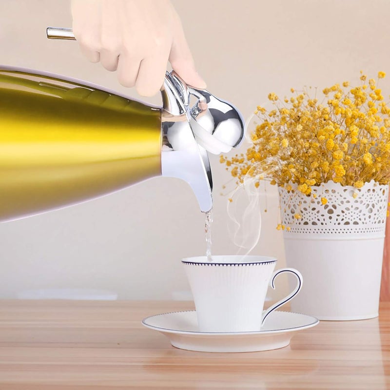 Double Wall Vacuum Insulated Stainless Steel Coffee Tea Pot, Thermo Jug Hot Water Bottle for Brewing, Serving and Keeping Beverage Hot ﻿ (2L) - Image 3