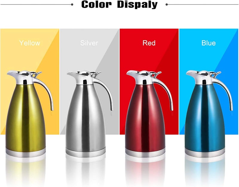 Double Wall Vacuum Insulated Stainless Steel Coffee Tea Pot, Thermo Jug Hot Water Bottle for Brewing, Serving and Keeping Beverage Hot ﻿ (2L) - Image 2