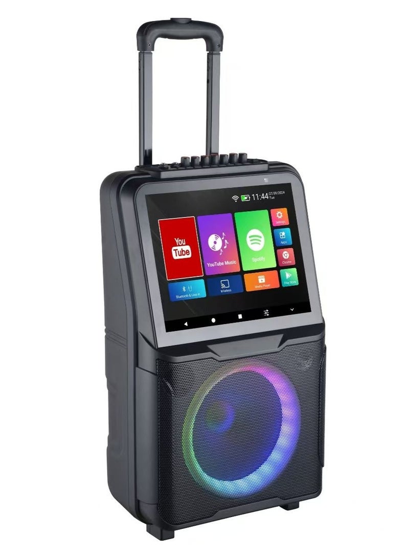 رايموس مكبر صوت كاريوكي Raymos SA-8908 مقاس 10 بوصات - ملف صوتي مزدوج | نظام أندرويد 4.4 | ميكروفونان لاسلكيان | بلوتوث 4.0 | USB/TF/FM | يدعم الكاريوكي والتلفزيون | تحكم في مستوى الصوت الجهير والميكروفون | جهاز تحكم عن بعد - Image 1