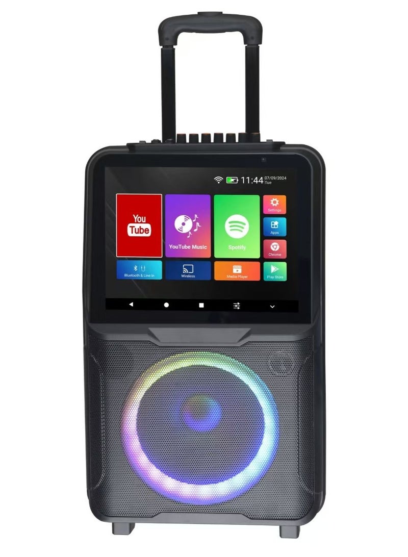 رايموس مكبر صوت كاريوكي Raymos SA-8908 مقاس 10 بوصات - ملف صوتي مزدوج | نظام أندرويد 4.4 | ميكروفونان لاسلكيان | بلوتوث 4.0 | USB/TF/FM | يدعم الكاريوكي والتلفزيون | تحكم في مستوى الصوت الجهير والميكروفون | جهاز تحكم عن بعد - Image 2