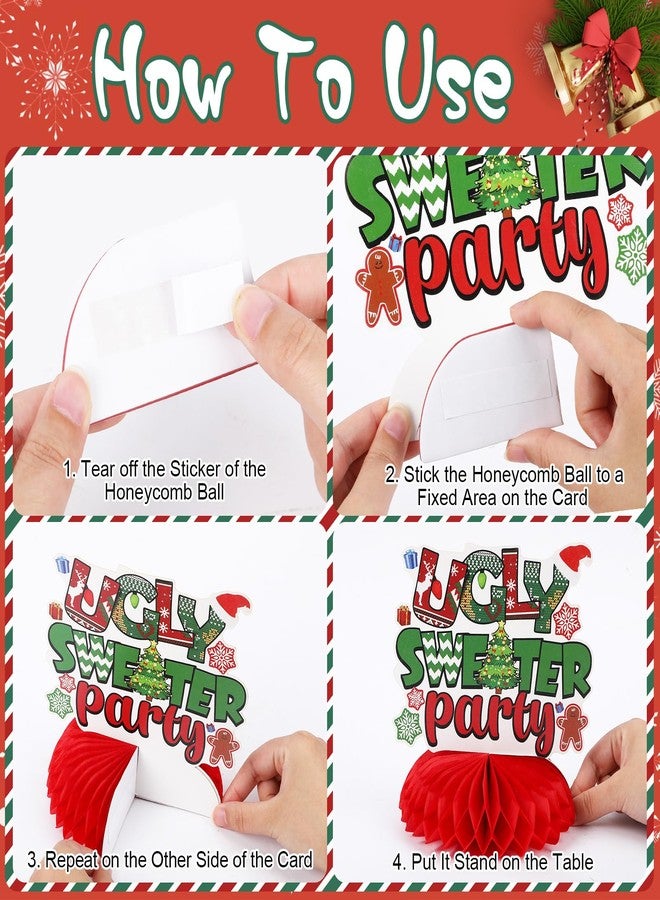 JULMELON 8PCS Ugly Sweater Party Decorations Honeycomb Centerpieces, Ugly Sweater Christmas Party Centerpieces for Tables Ugly Sweater Table Decor 3D Table Toppers for Christmas Winter Party Supplies - Image 4