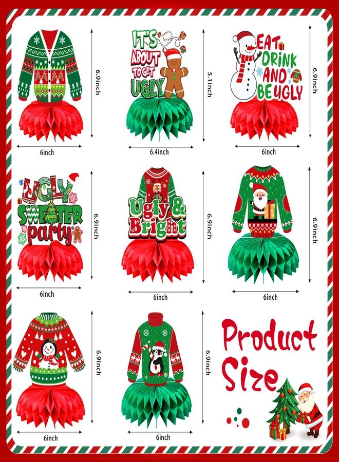 JULMELON 8PCS Ugly Sweater Party Decorations Honeycomb Centerpieces, Ugly Sweater Christmas Party Centerpieces for Tables Ugly Sweater Table Decor 3D Table Toppers for Christmas Winter Party Supplies - Image 2