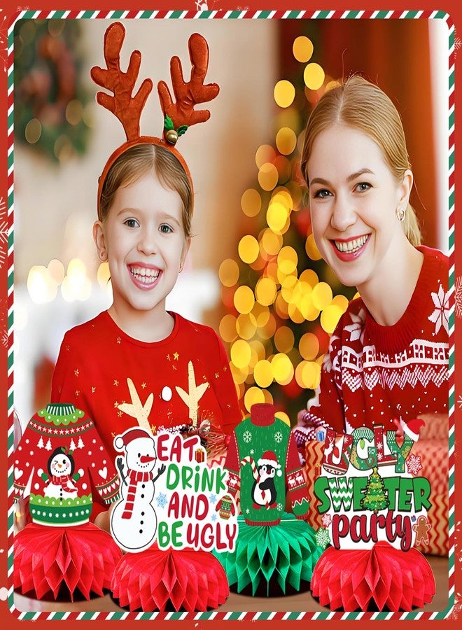 JULMELON 8PCS Ugly Sweater Party Decorations Honeycomb Centerpieces, Ugly Sweater Christmas Party Centerpieces for Tables Ugly Sweater Table Decor 3D Table Toppers for Christmas Winter Party Supplies - Image 5