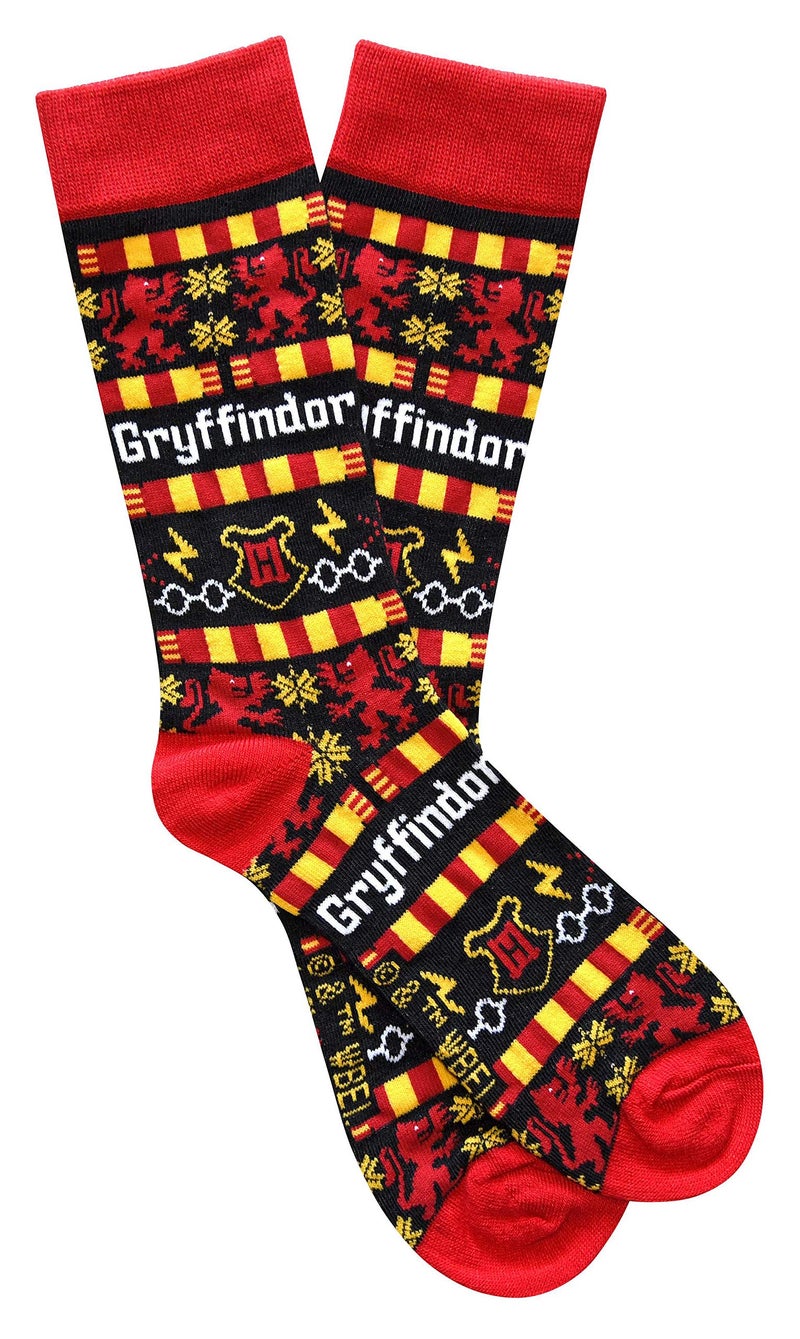 Harry Potter Gryffindor Ugly Sweater Pattern Crew Christmas Socks - Image 2