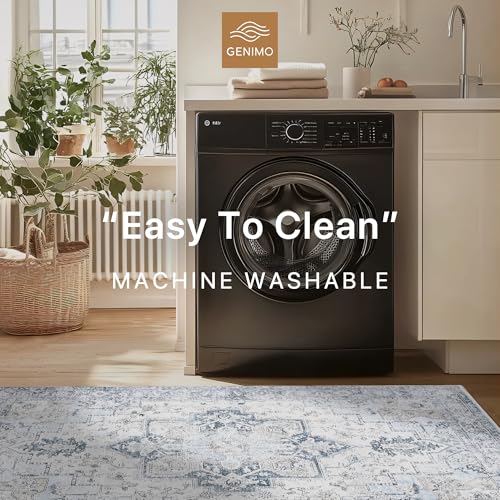 GENIMO Runner Rug 2x5, Machine Washable Non Slip Vintage Runner Rug, Low Pile Lighrweight Rugs for Entryway, Hallway, Kitchen and Corridor, Blue - Image 5