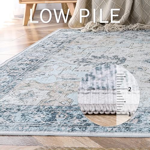 GENIMO Runner Rug 2x5, Machine Washable Non Slip Vintage Runner Rug, Low Pile Lighrweight Rugs for Entryway, Hallway, Kitchen and Corridor, Blue - Image 4