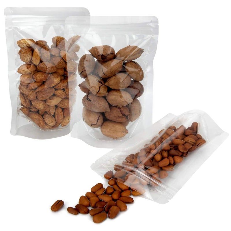 Blisstime 50 Pack Stand Up Pouch Bags Resealable Clear Selfseal Pouches with Tear Notch for Food Packing 7 X 102 Inches