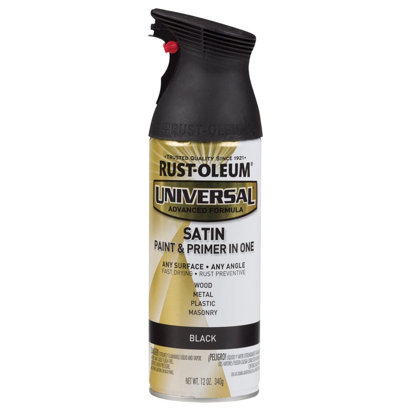 Rust-Oleum 245197 Universal All Surface Spray Paint, 12 oz, Satin Black - Image 1