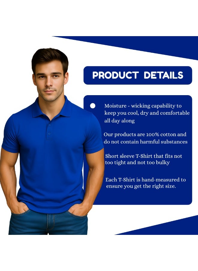 برينت شوب فور مي تي شيرت بولو جولف رجالي بقصّة عادية وأكمام قصيرة من القطن الخالص، 220 جرام لكل متر مربع، ألوان أساسية - Image 3
