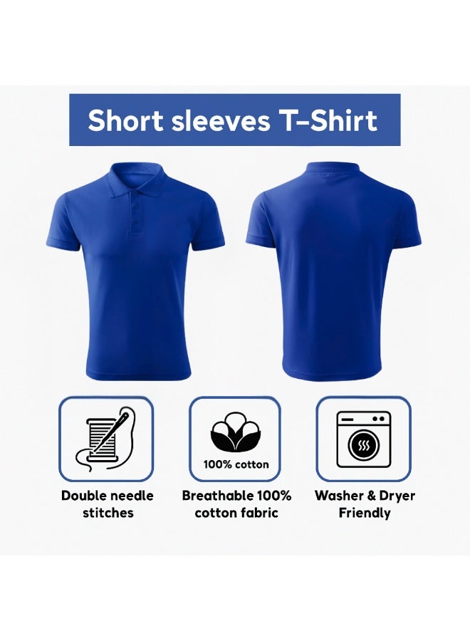 برينت شوب فور مي تي شيرت بولو جولف رجالي بقصّة عادية وأكمام قصيرة من القطن الخالص، 220 جرام لكل متر مربع، ألوان أساسية - Image 5