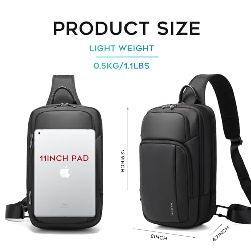 BANGE Sling Bag, Waterproof Shoulder bags with Pad Compartment, Crossbody Backpack for Men - Image 4