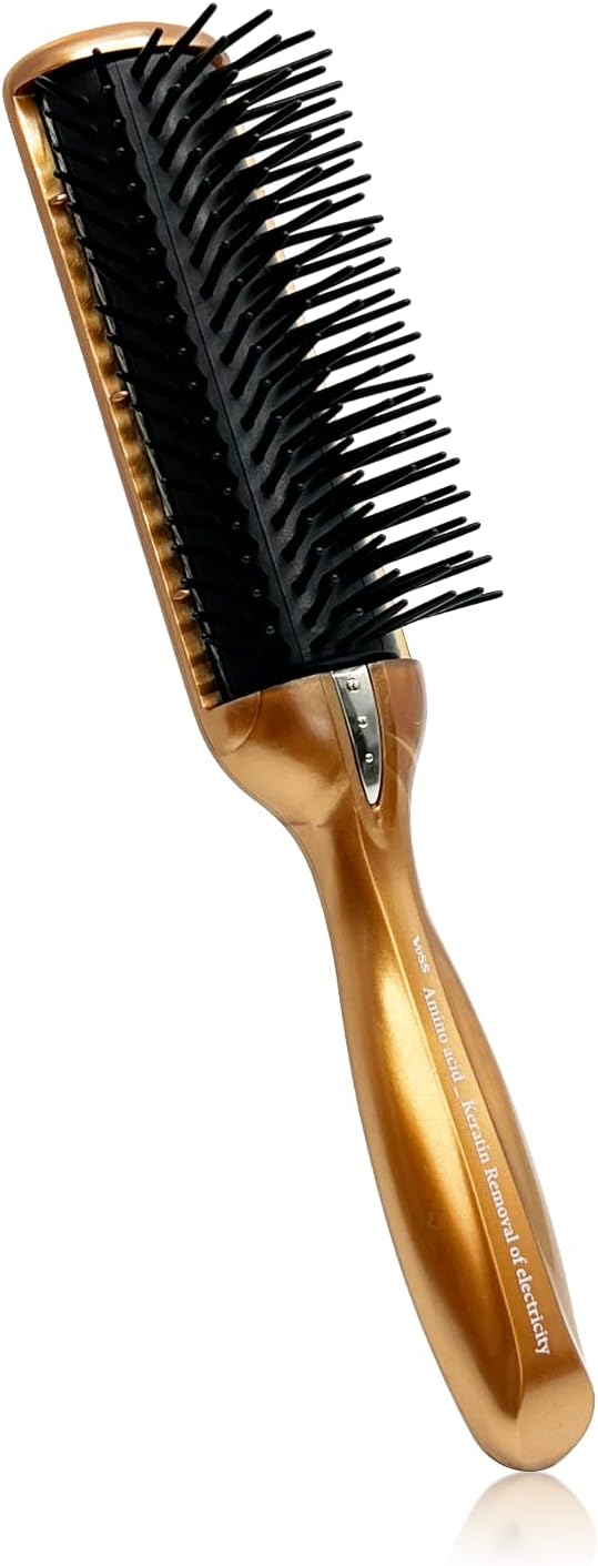 Anti Static Blow Dryer Brush, Travel Hair Straightener Brush for Women and Men, Detangling Blow Drying Hairbrush with Stainless Steel Bristles and Ground Wire (Large)