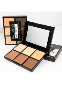 Definer Contour and Highlight Palette, Perfect for Sculpting Facial Features, Blendable Satin Finish Colors, 6 shades for Contouring and Highlighting, Compact Powder with Mirror