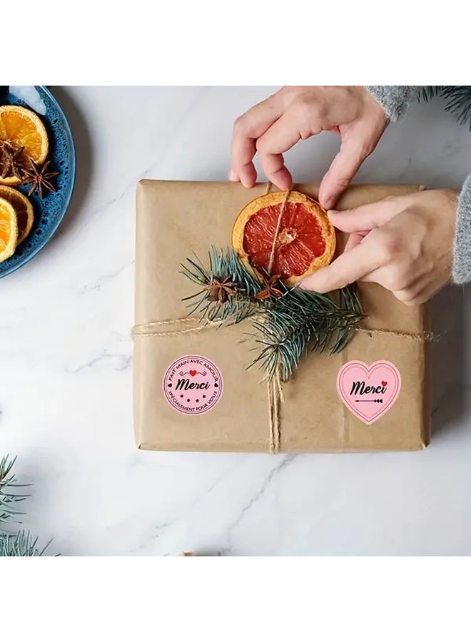 120pcs Pink French Thank You Stickers Elegant Heart Floral Designs Paper Gift Wrap Seals - Image 5