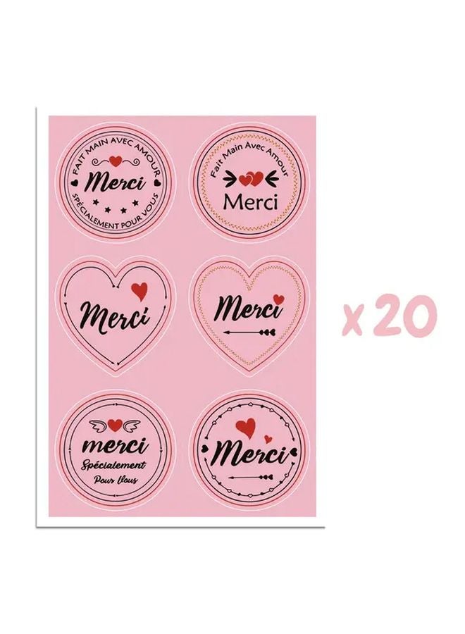 120pcs Pink French Thank You Stickers Elegant Heart Floral Designs Paper Gift Wrap Seals - Image 3