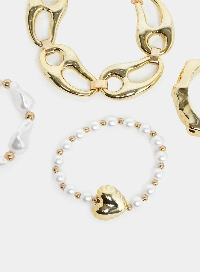 Styli  Set of 4 - Golden Beaded Bracelet for Women | Best Price UAE