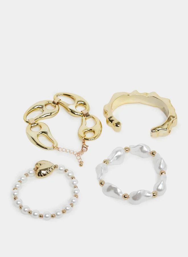 Styli  Set of 4 - Golden Beaded Bracelet for Women | Best Price UAE