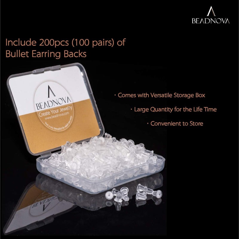 BEADNOVA Earring Backs for Studs Rubber Plastic Silicone Earring Backings Clear Secure Pierced Ear Studs Backs Stopper Safety Hypoallergenic Ear Post Backing for Hook Earstuds (200 pcs) - Image 5
