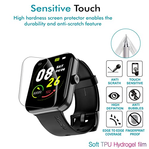 Wisely [Pack 3 For Noise Pulse 2 Max SmartWatch Screen Scratch Guard Full Screen Protector Compatible for Noise Pulse 2 Max 1.85"- Flexible TPU - HD Clear - Bubble-Free (Pack of 3pcs) - Image 2