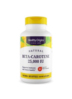 Healthy Origins Healthy Origins Beta-Carotene 25,000 IU (7,500 mcg), Natural Beta-Carotene, Immune Support, Vision Support, Non-GMO, Gluten-Free, 180 Softgels  - Image 1