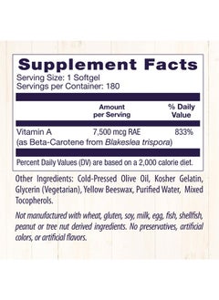 Healthy Origins Healthy Origins Beta-Carotene 25,000 IU (7,500 mcg), Natural Beta-Carotene, Immune Support, Vision Support, Non-GMO, Gluten-Free, 180 Softgels  - Image 2