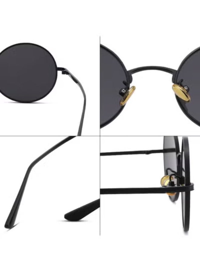 نظارات شمسية دائرية كبيرة بتصميم ريترو عدسات ملونة حماية UV400 - Image 4