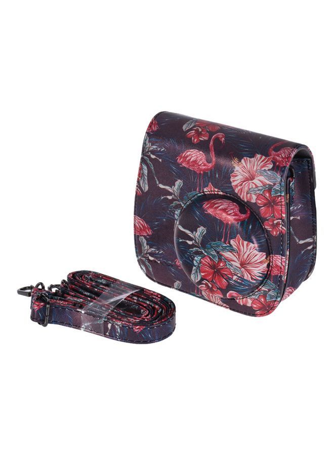 نيبمينينت حافظة كاميرا مزودة بحزام لكاميرا إنستاكس فوجي فيلم 12.6x13سم أحمر داكن/وردي/أخضر - Image 1