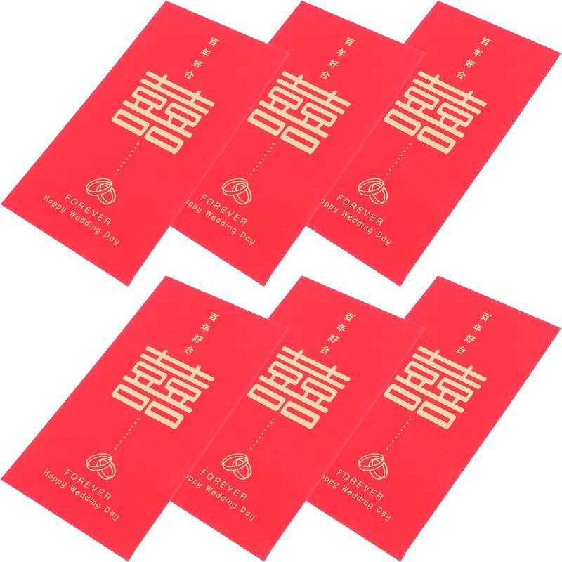 Traditional Chinese Red Envelopes 6pcs Wedding Money Packets With Joy Symbol - Image 2