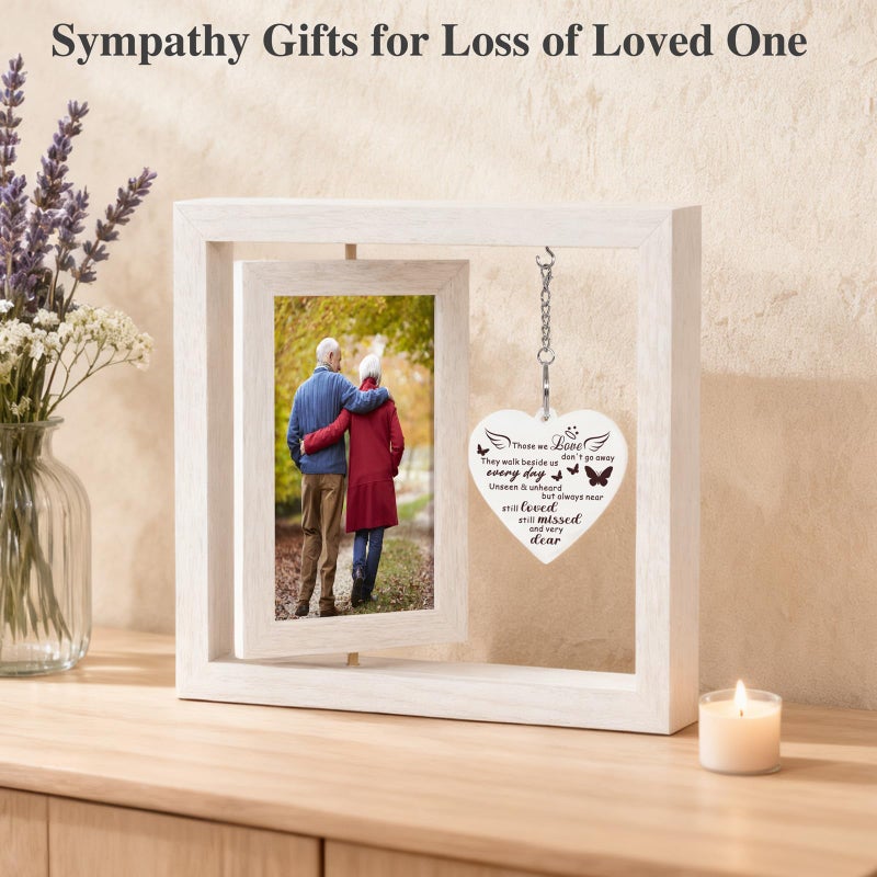 Boiveco Sympathy Gifts for Loss of Loved One, Memorial Gift for Loss of Mom Dad Memorial Picture Frame, Bereavement Remembrance Condolence Funeral Grief In Memory of Loved One Gifts, Display Two 4x6 Photos (White) - Image 3