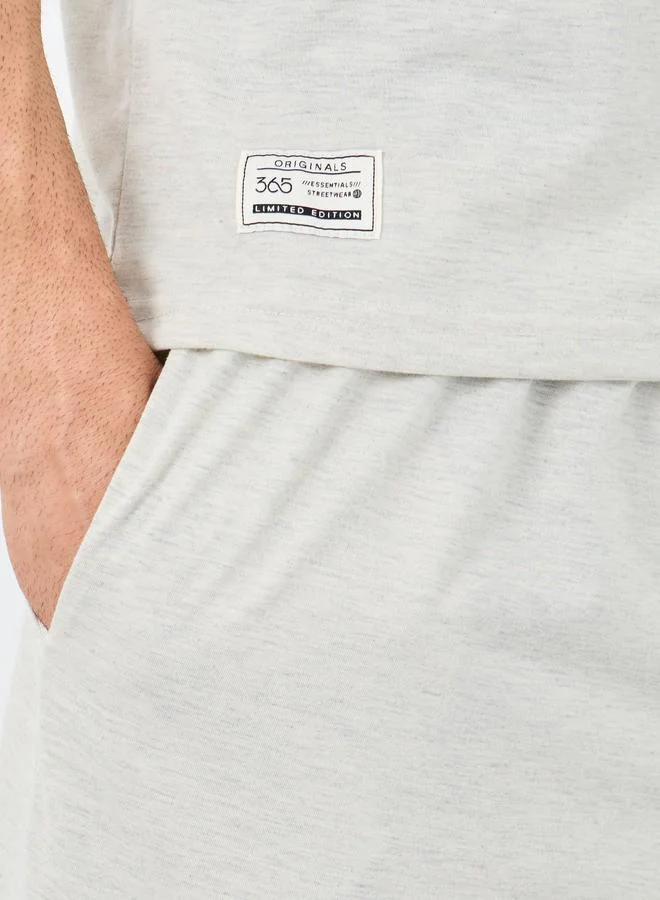 Styli Styli Grey Woven Badge Detail T-Shirt and Shorts Set