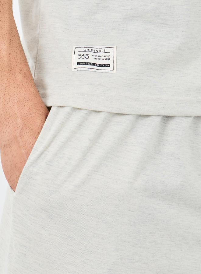 Styli Grey Woven Badge Detail T-Shirt and Shorts Set - Image 3